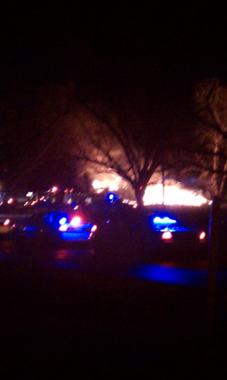 A house that was on fire down the street from me